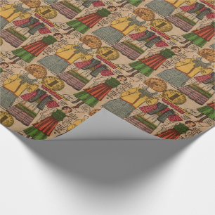 Papierpop uit 1930 Poolse kleding Cadeaupapier