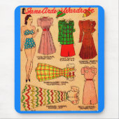 Papierpop van 1930 Jane Arden en zes outfits Muismat (Voorkant)