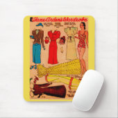 Papierpop van 1930 Jane Arden vier mooie kleding Muismat (Met muis)