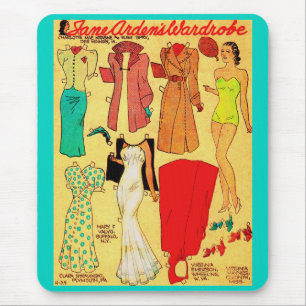 Papierpop van 1930 Jane Arden White gown en nog ve Muismat