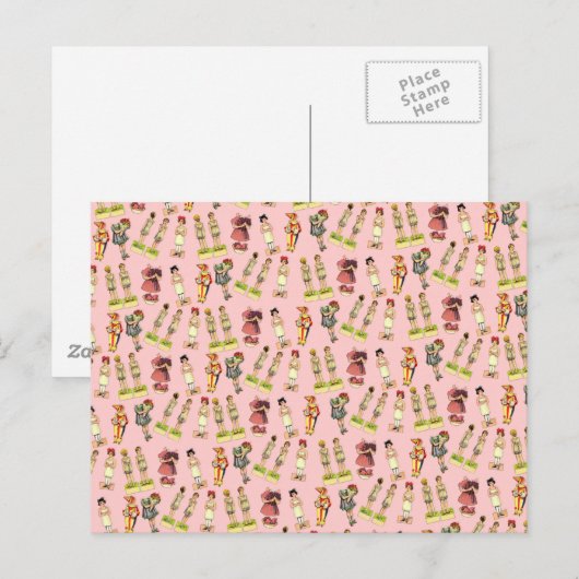  papierpoppen briefkaart (Voorkant / Achterkant)