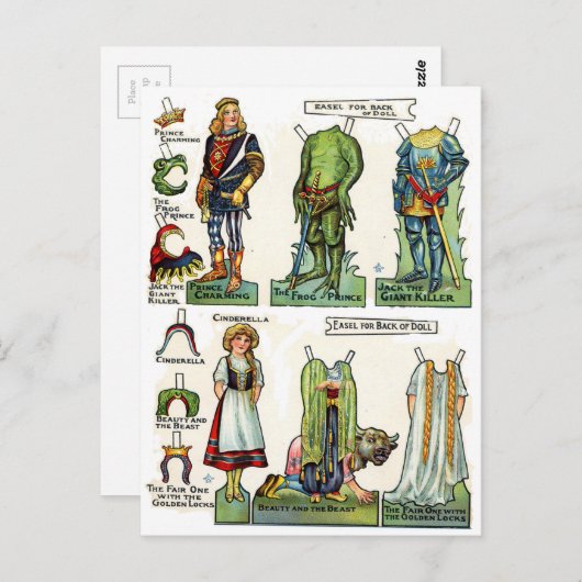 Papierpoppen voor feilpapier briefkaart (Voorkant / Achterkant)