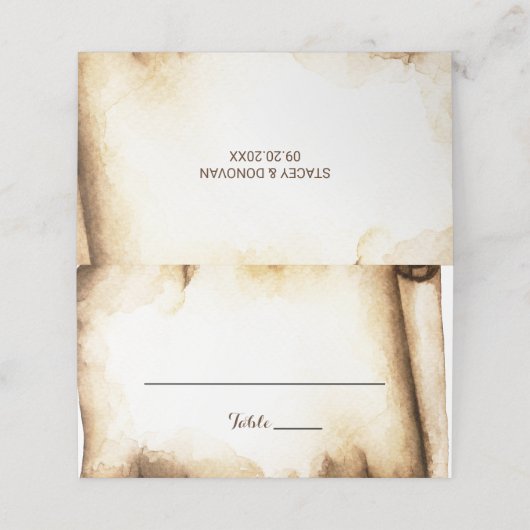 Papierrol Bruiloft plaatskaart landelijke stijl Plaatskaartje (Buitenkant ongevouwen)