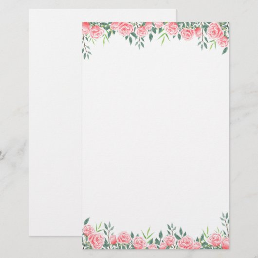 Papierroze stropen briefpapier (Voorkant / Achterkant)