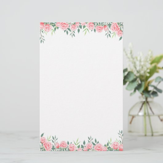 Papierroze stropen briefpapier (Staand voorkant)