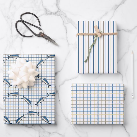 Papierset met onmiddellijke verpakking - blauwe ra inpakpapier vel (Voorkant)