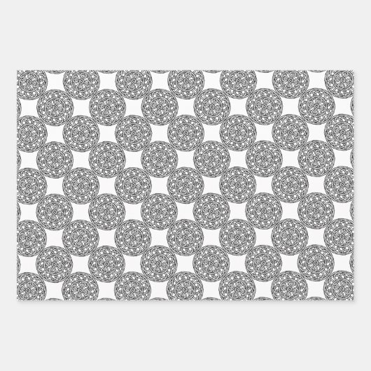 Papierset met zwarte en witte Keltische stijl Inpakpapier Vel (Voorkant 2)
