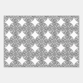 Papierset met zwarte en witte Keltische stijl Inpakpapier Vel