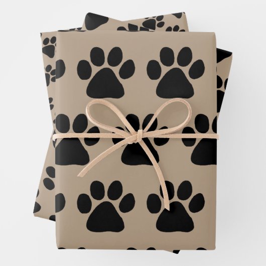 Papierset oppakken - Puppy Paw Prints Inpakpapier Vel (In situ)