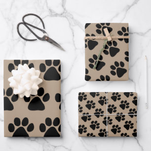 Papierset verpakken - Puppy Paw-afdrukken Inpakpapier Vel
