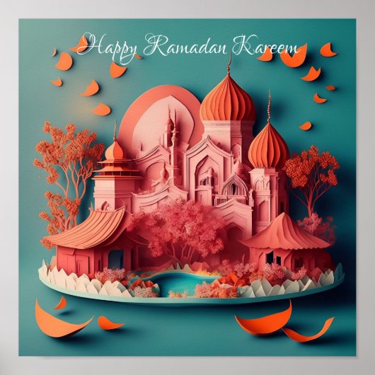 Papierstijl Happy Ramadan Canvas Poster (Voorkant)
