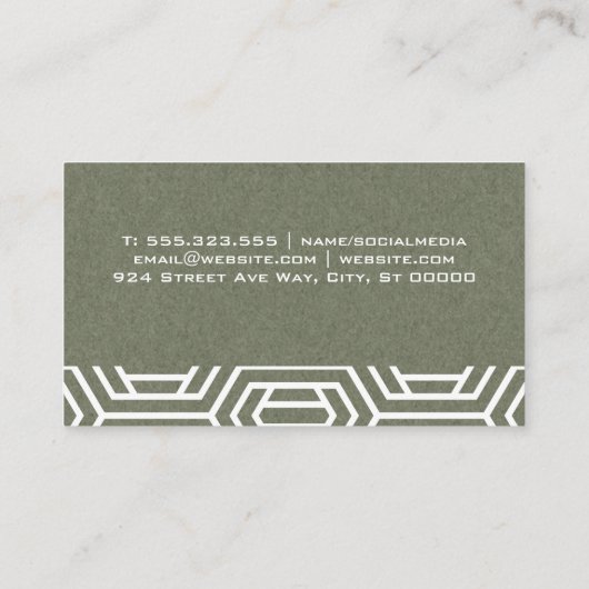 Papierstructuur | Witte geometrische moderne patro Visitekaartje (Achterkant)