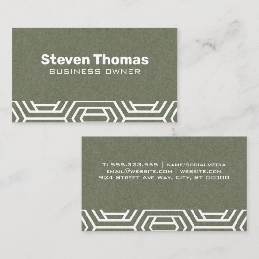 Papierstructuur | Witte geometrische moderne patro Visitekaartje (Voorkant / Achterkant)