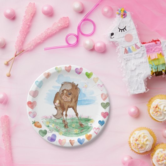 Papierteller mit Pferdebild, Ponymotiv Papieren Bordje (Feest)