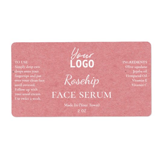 Papiertextuur Rosehip Serum Labels (Voorkant)