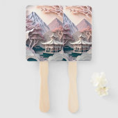 Papieruitsnijder Pavilion Landscape Set van ventil Handwaaier (Voorkant en achterkant)