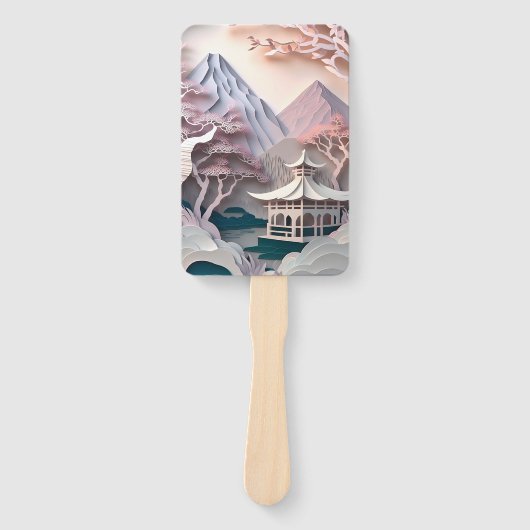 Papieruitsnijder Pavilion Landscape Set van ventil Handwaaier (Voorkant)