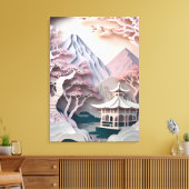 Papieruitsnijding Pavilion Landscape Strett Canvas Afdruk (Insitu (Woonkamer))