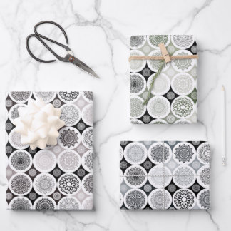 Papierverpakkingsset van 3 vellen abstracte mandal