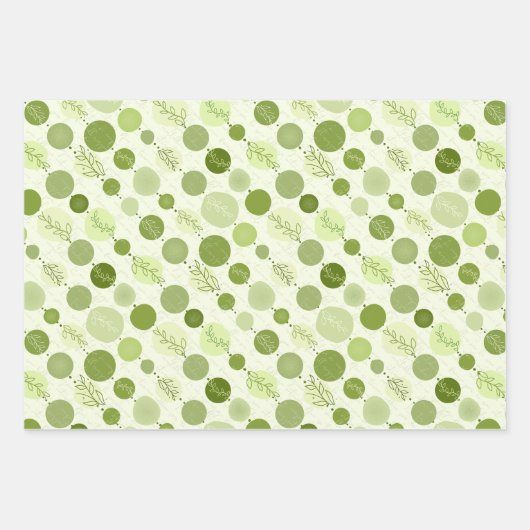 Papierverpakkingsset van 3 vellen in groene kleur (Voorkant)