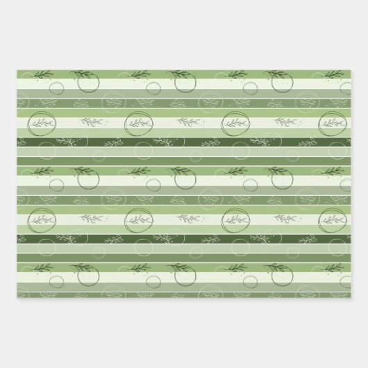 Papierverpakkingsset van 3 vellen in groene kleur (Voorkant 3)