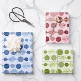 Papierverpakkingsset van 3 vellen met ornamenten