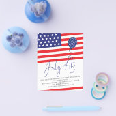 PAPIERVlagballon 4 juli BBQ Uitnodigen Flyer (Enkel)