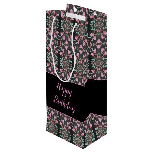 Papierwijn met gebarsten zwarte tong wijn cadeautas (Achterkant Gekanteld)