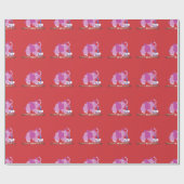 Papierwikkelkoek - Roze olifant cupcake Cadeaupapier (Vlak)