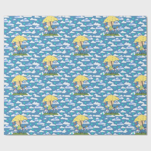 Papierwolken verpakken cadeaupapier (Vlak)