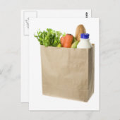 Papierzak vol kruidenierswaren briefkaart (Voorkant / Achterkant)