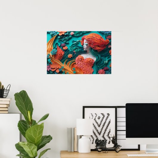 Papierzeemeermin in koraalrif poster (Thuiskantoor)