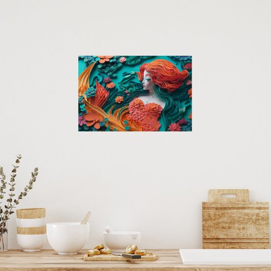 Papierzeemeermin in koraalrif poster (Keuken)