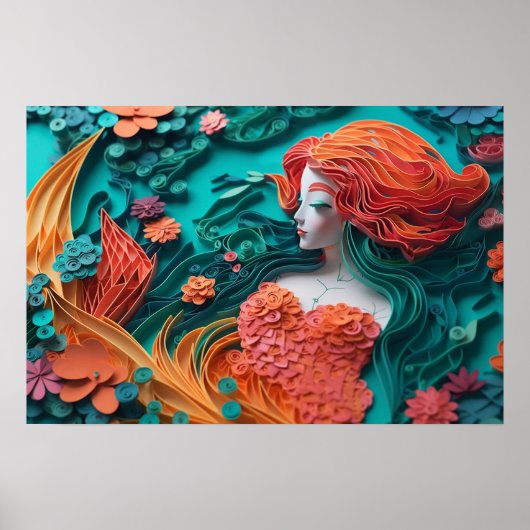 Papierzeemeermin in koraalrif poster (Voorkant)