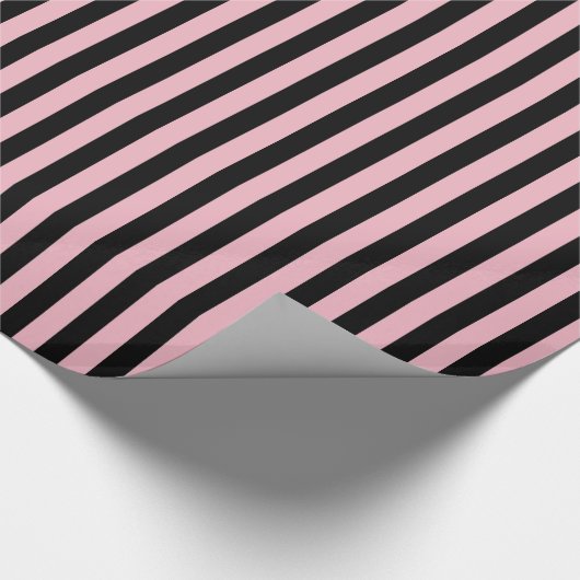 Papierzwart en roze stripes ompakken cadeaupapier (Hoek)