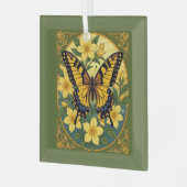 Papilio glaucus Vlinder Met Gele Jasmin Glas Ornament (Voorkant links)