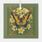 Papilio glaucus Vlinder Met Gele Jasmin Glas Ornament (Voorkant)