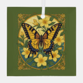 Papilio glaucus Vlinder Met Gele Jasmin Glas Ornament (Achterkant)