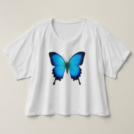 Papilio Ulysses Butterfly Dames Crop Shirt