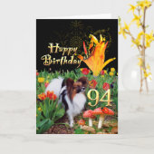 Papillion dog Happy Birthday-kaart Age-specifiek 9 Kaart (Gele Bloem)