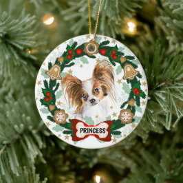 Papillion Dog Kerstmis Cute Dog Cookie Wreath Keramisch Ornament