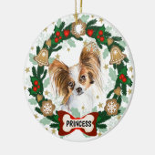 Papillion Dog Kerstmis Cute Dog Cookie Wreath Keramisch Ornament (Links)