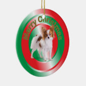 Papillion Dog-kerstversiering Keramisch Ornament (Rechts)