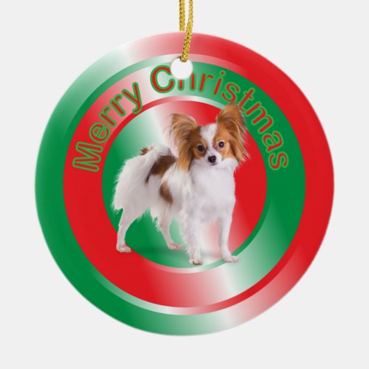 Papillion Dog-kerstversiering Keramisch Ornament (Voorkant)