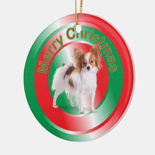 Papillion Dog-kerstversiering Keramisch Ornament (Links)