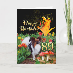 Papillion hond Happy 89 Verjaardagskaart Leeftijd  Kaart