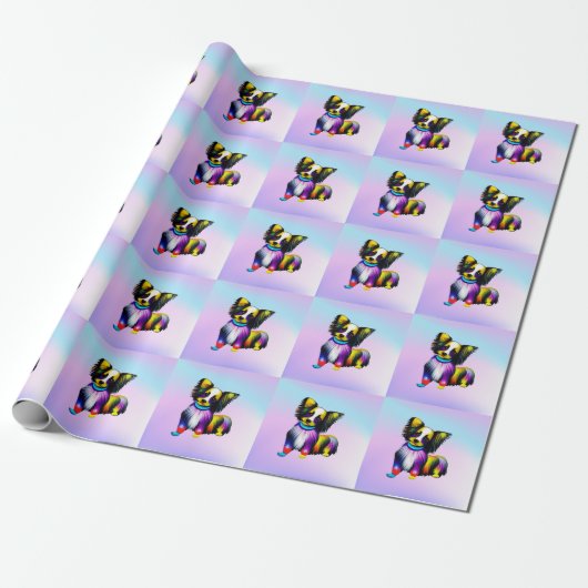 Papillion Pop Art Pastel Cadeaupapier (Uitgerold)