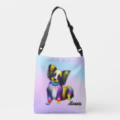 Papillion Pop Art Pastel, gepersonaliseerd Crossbody Tas (Achterkant)