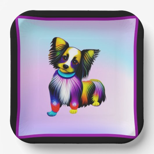 Papillion Pop Art Pastel Papieren Bordje (Voorkant)