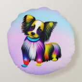 Papillion Pop Art Pastel Rond Kussen (Achterkant)